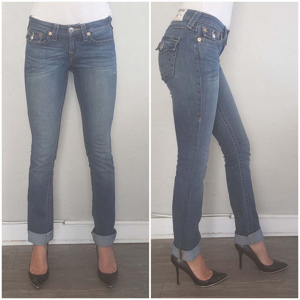 True Religion Blue Jeans Size 26 Straight Leg - Picture 1 of 9